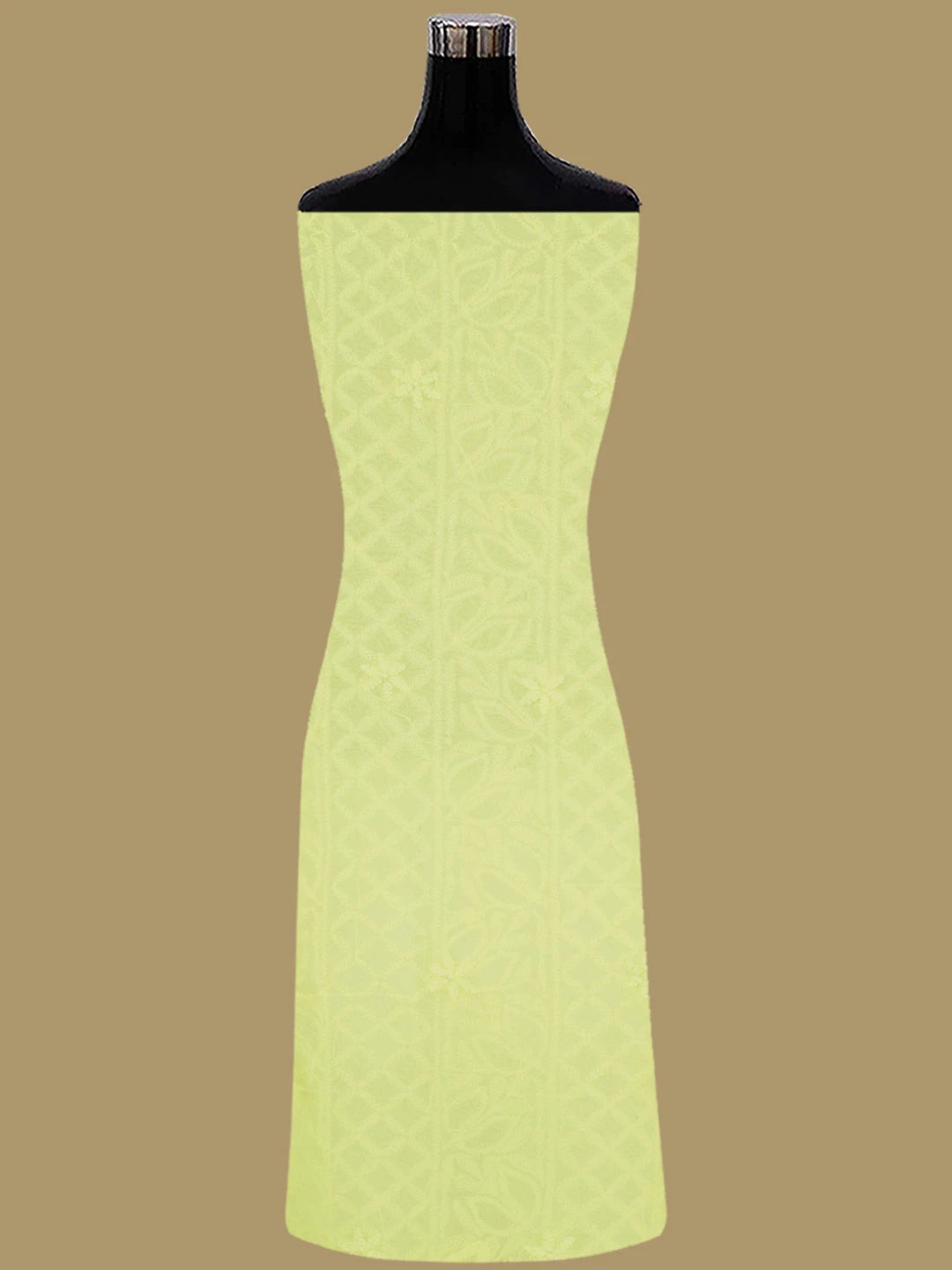 Ada Hand Embroidered Lemon Viscose Georgette Lucknowi Chikankari Unstitched Kurta Dupatta Set 01A811751