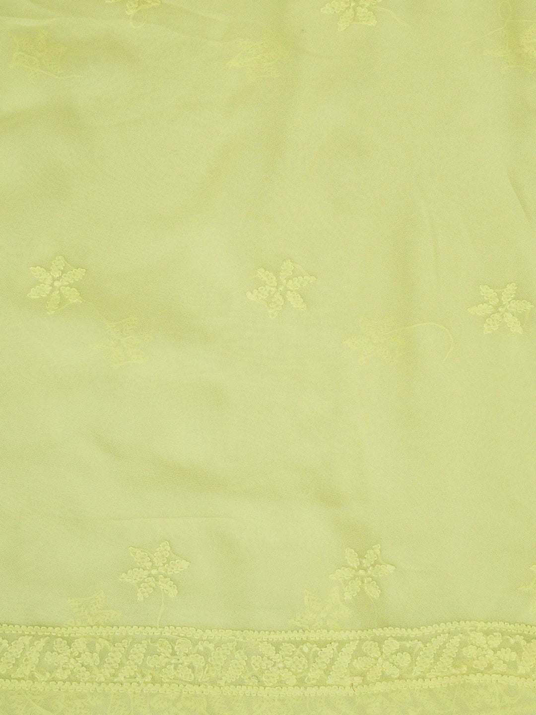 Ada Hand Embroidered Lemon Viscose Georgette Lucknowi Chikankari Unstitched Kurta Dupatta Set 01A811751