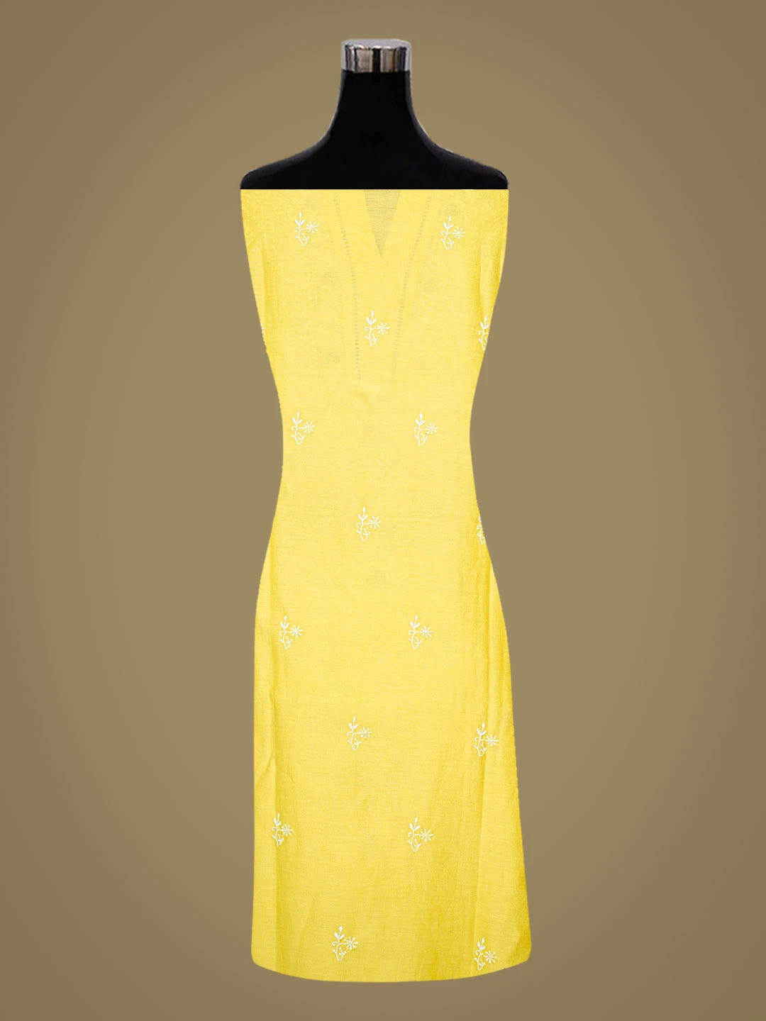 Ada Hand Embroidered Yellow Chanderi Lucknowi Chikankari Semi-Stitched Suit Piece With Zari Work 01A662140