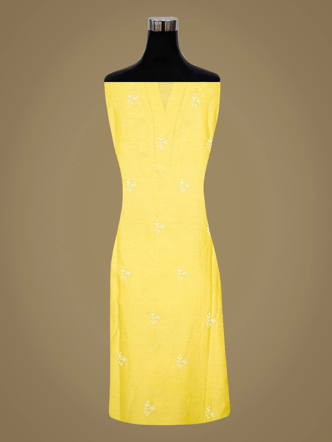 Ada Hand Embroidered Yellow Chanderi Lucknowi Chikankari Semi-Stitched Suit Piece With Zari Work 01A662140