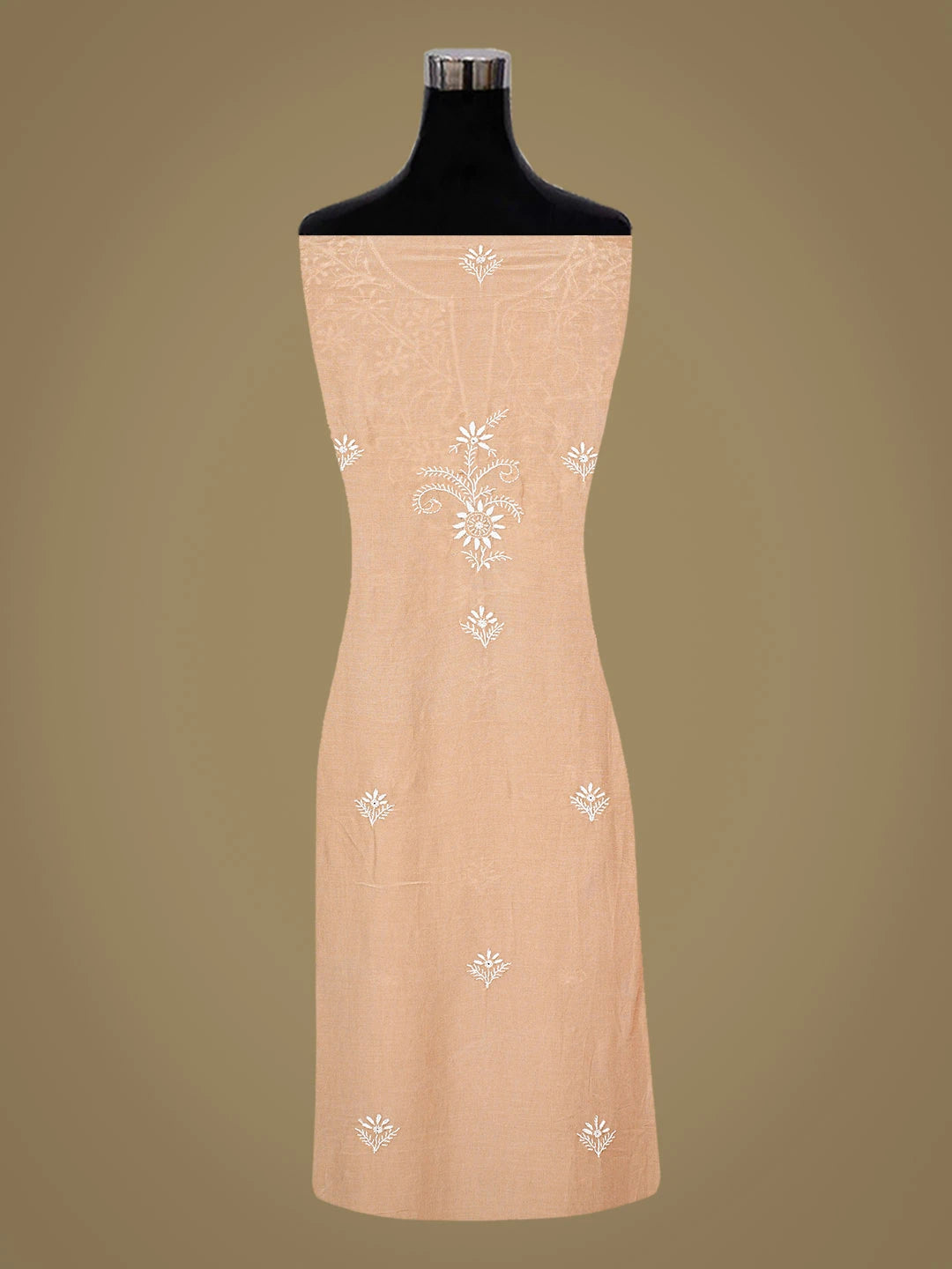 Ada Hand Embroidered Fawn Muslin Lucknowi Chikankari Unstitched Suit Piece 01A855624