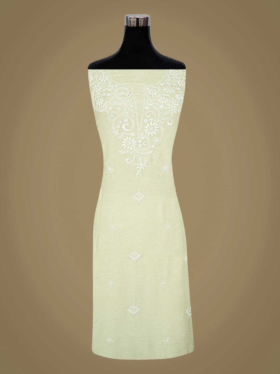 Ada Hand Embroidered Pista Green Muslin Lucknowi Chikankari Unstitched Suit Piece 01A855645