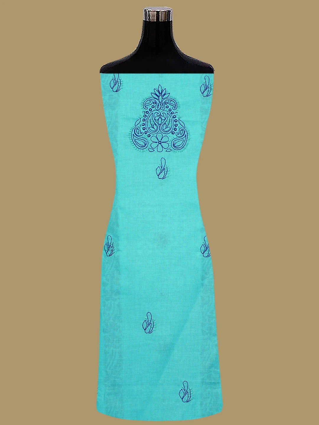 Ada Hand Embroidered Navy Blue And Green Cotton Lucknowi Chikankari Unstitched Suit Piece 01A845162