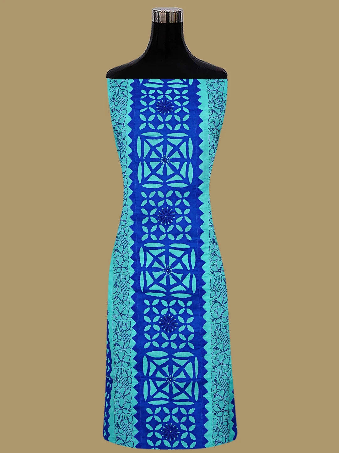 Ada Hand Embroidered Navy Blue And Green Cotton Lucknowi Chikankari Unstitched Suit Piece 01A845162