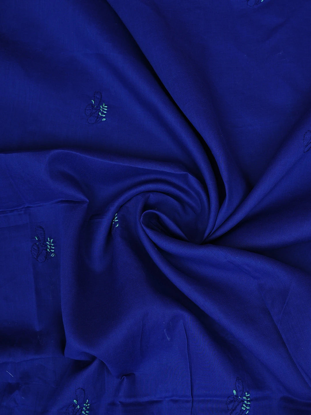 Ada Hand Embroidered Navy Blue And Green Cotton Lucknowi Chikankari Unstitched Suit Piece 01A845162