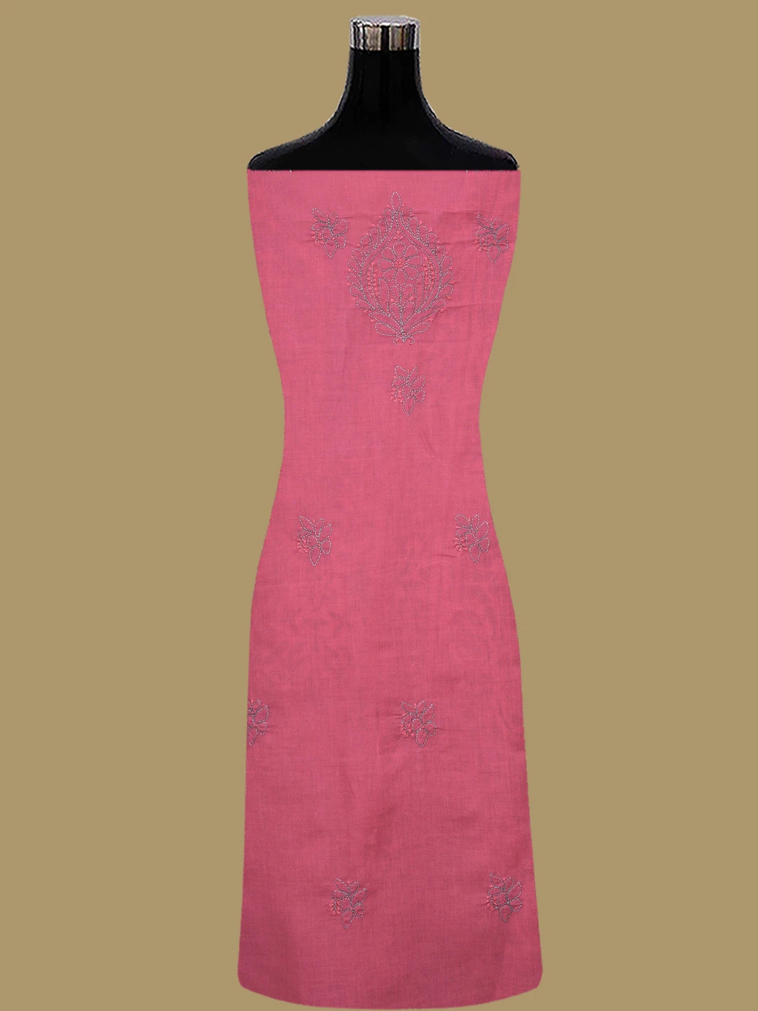 Ada Hand Embroidered Magenta Cotton Lucknowi Chikankari Unstitched Suit Piece 01A856561
