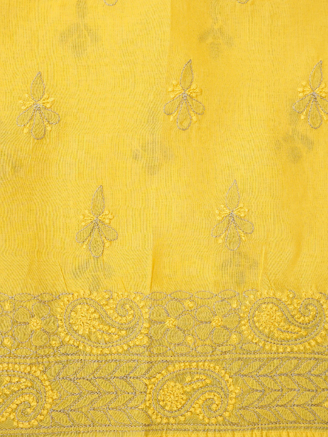 Ada Hand Embroidered Yellow Cotton Lucknowi Chikankari Unstitched Suit Piece 01A856558