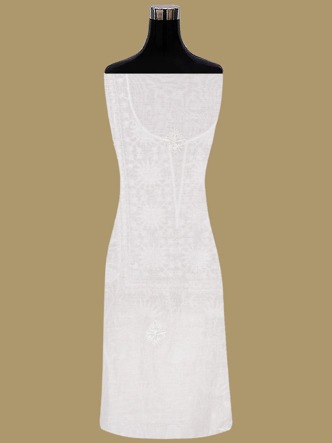 Ada Hand Embroidered White Chanderi Lucknowi Chikankari Unstitched Kurta Dupatta Set With Cutdana Work 01A837851
