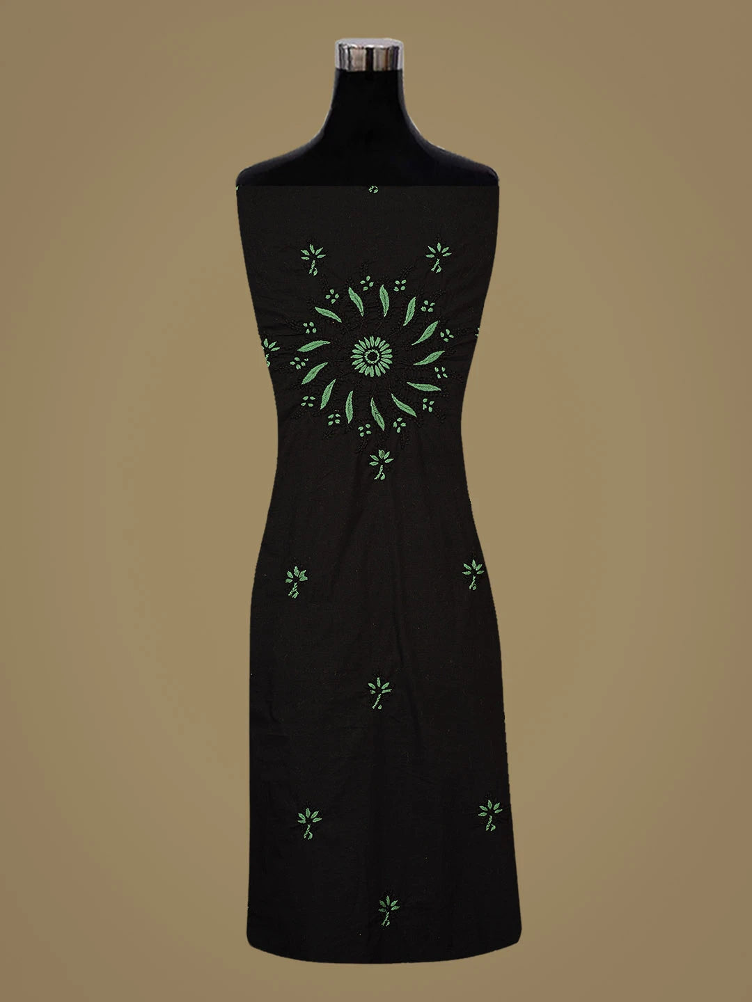 Ada Hand Embroidered Black Cotton Lucknowi Chikankari Unstitched Suit Piece 01A809475
