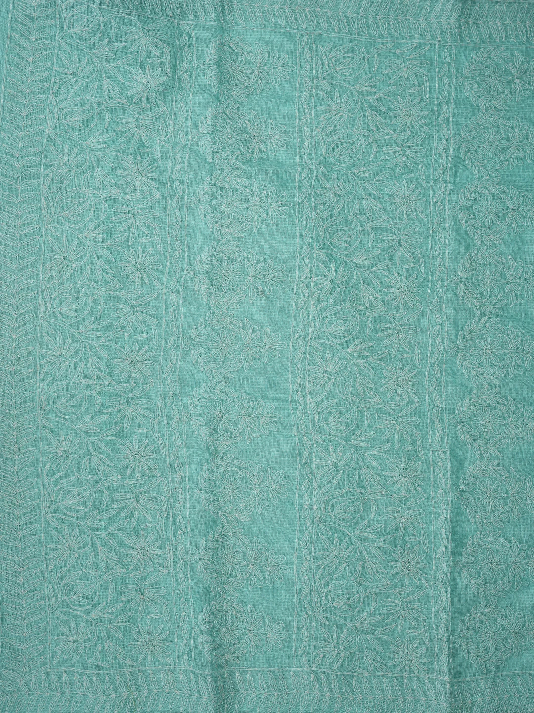 Ada Hand Embroidered Sea Green Kota Lucknowi Chikankari Saree With Blouse 01A820412