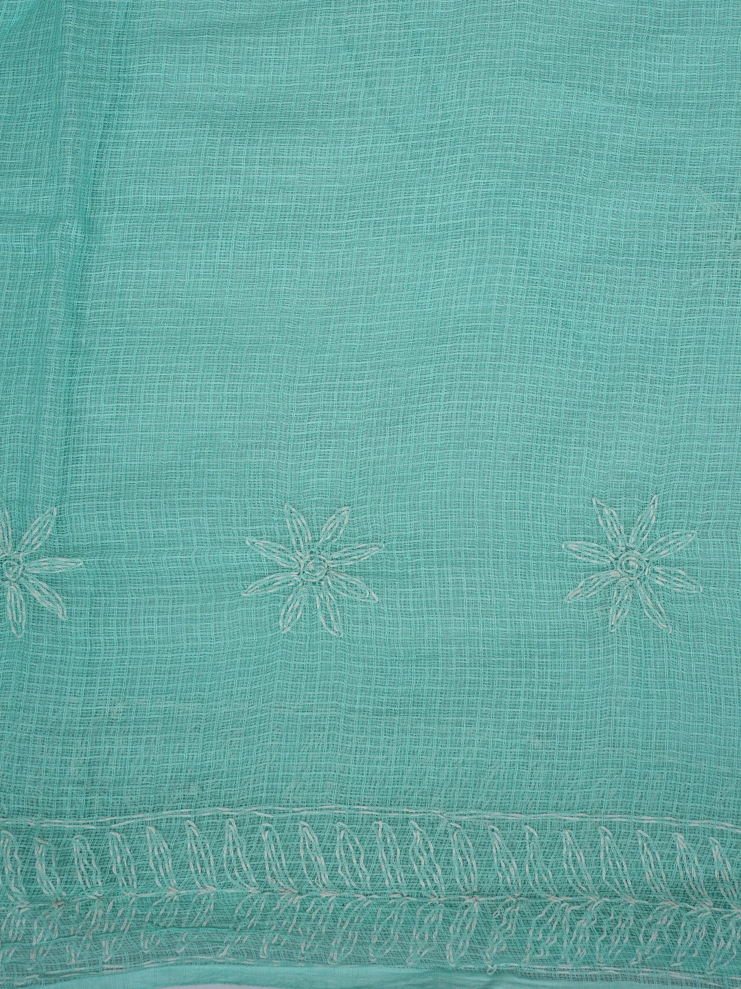 Ada Hand Embroidered Sea Green Kota Lucknowi Chikankari Saree With Blouse 01A820412