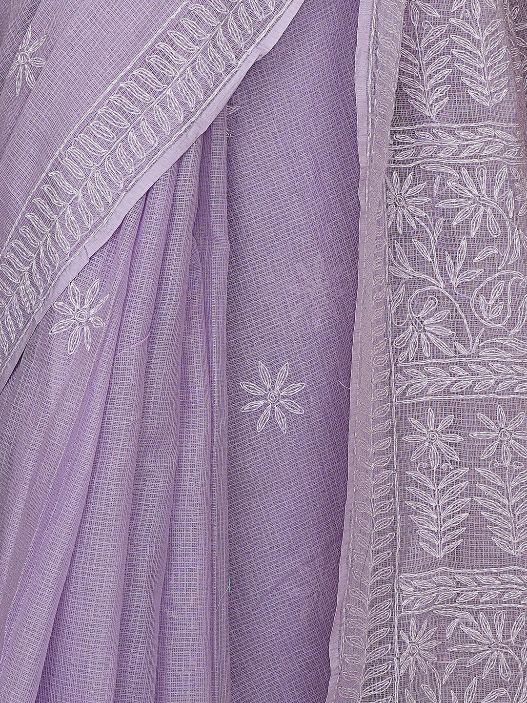 Ada Hand Embroidered Lavender Kota Lucknowi Chikankari Saree With Blouse 01A810502