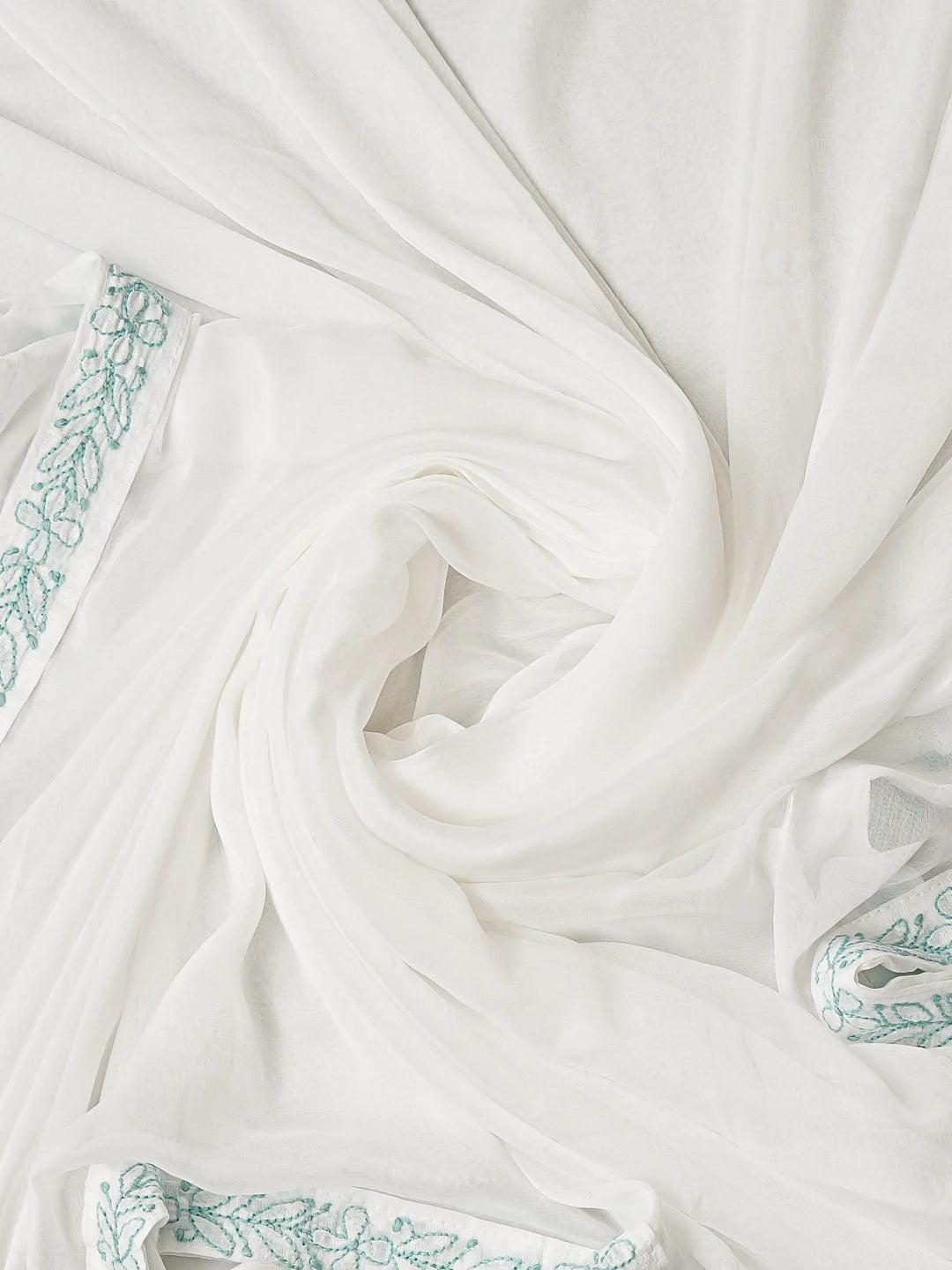 Ada Hand Embroidered White Cotton Lucknowi Chikankari Unstitched Suit Piece 01A836853