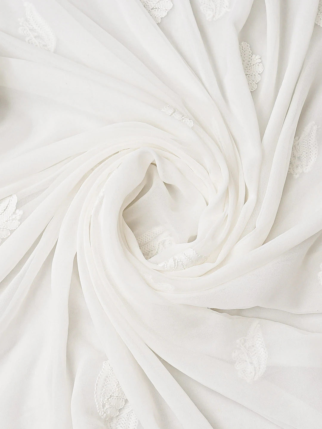 Ada Hand Embroidered White Georgette Lucknowi Chikankari Unstitched Suit Piece 01A793468