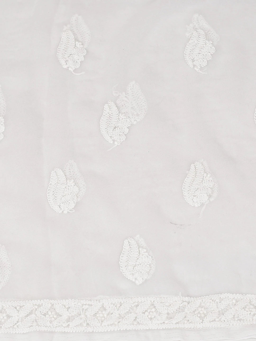 Ada Hand Embroidered White Georgette Lucknowi Chikankari Unstitched Suit Piece 01A793468