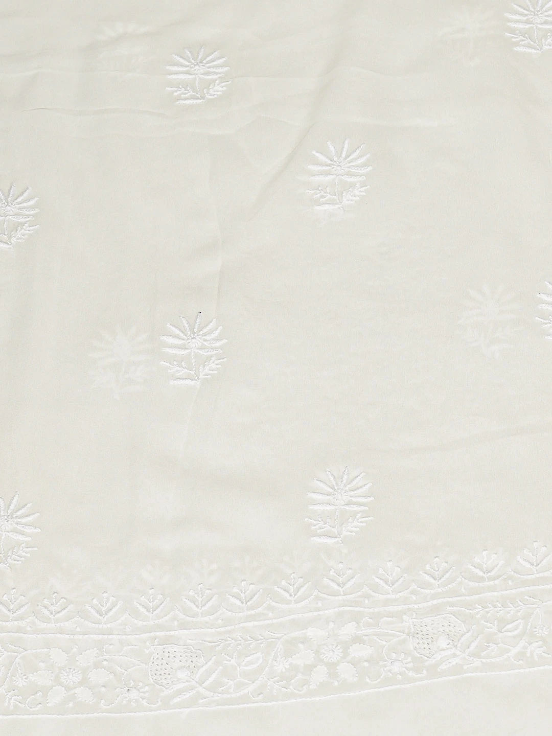 Ada Hand Embroidered White Ivory Pure Georgette Lucknowi Chikankari Unstitched Kurta Dupatta Set 01A856622