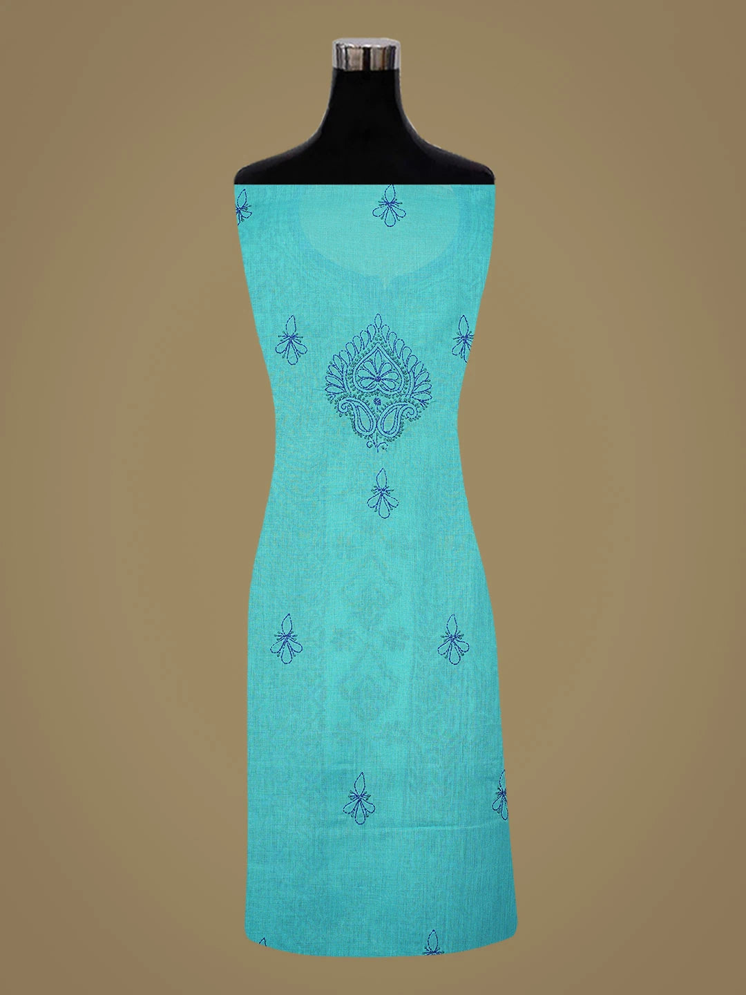Ada Hand Embroidered Light Sea Green Cotton Lucknowi Chikankari Semi-stitched Suit Piece With Muqaish Work 01A856557