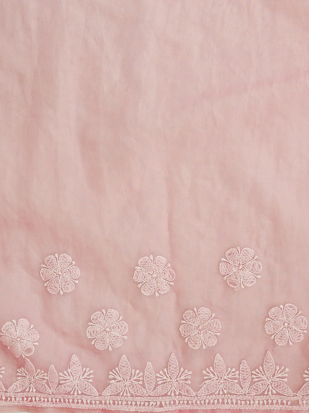 Ada Hand Embroidered Pink Organza Lucknowi Chikankari Saree and Blouse 01A794127