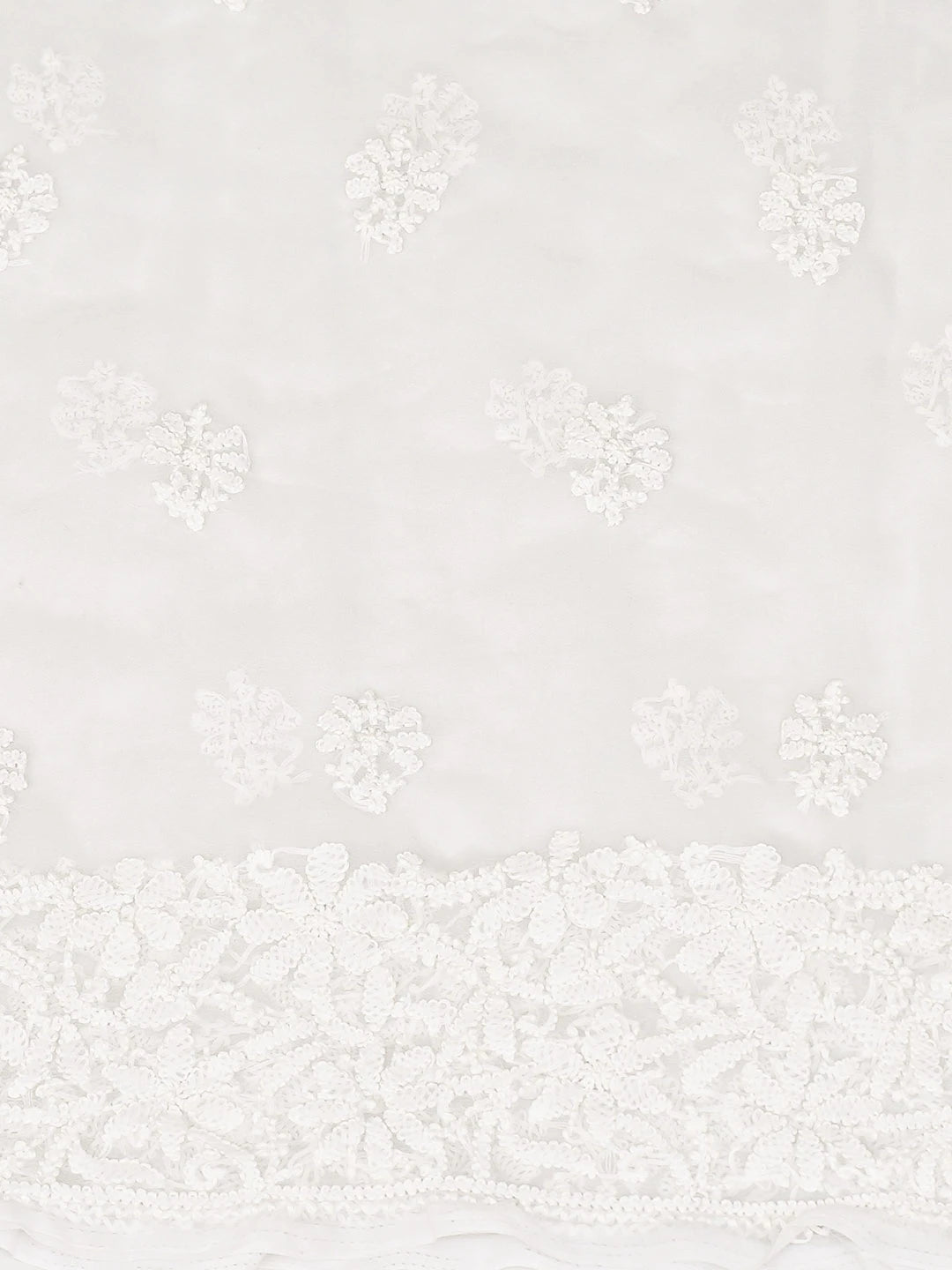 Ada Hand Embroidered White Georgette Lucknowi Chikankari Unstitched Suit Piece 01A779067