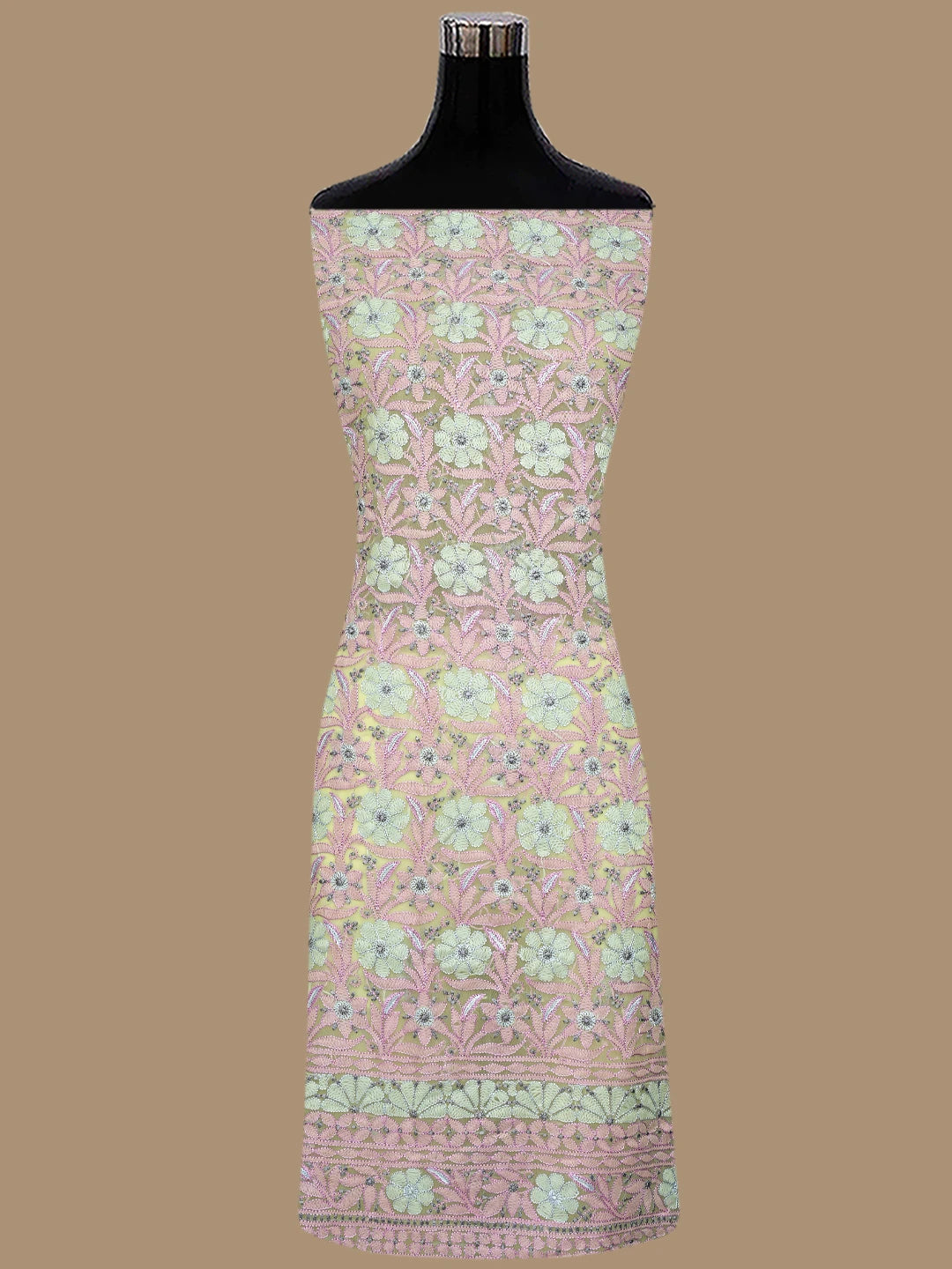 Ada Hand Embroidered Lime Green Georgette Lucknowi Chikankari Unstitched Suit Piece 01A857267