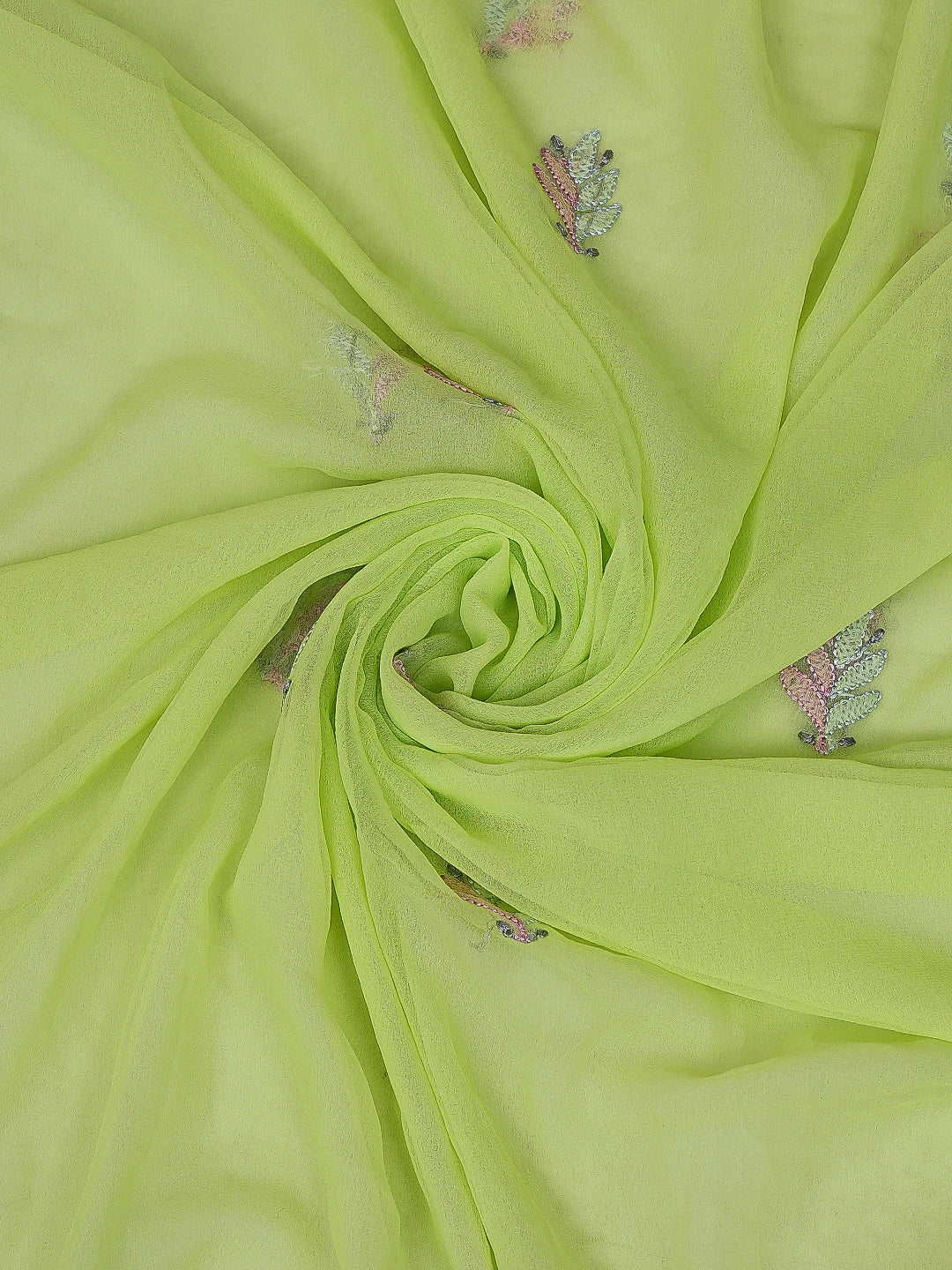 Ada Hand Embroidered Lime Green Georgette Lucknowi Chikankari Unstitched Suit Piece 01A857267