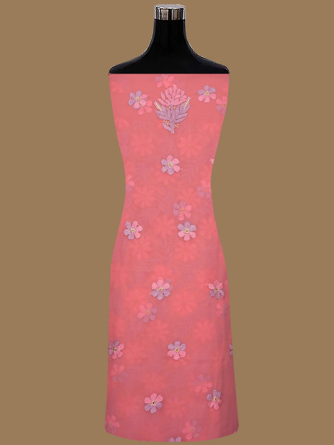 Ada Hand Embroidered Pink Georgette Lucknowi Chikankari Unstitched Suit Piece 01A857210