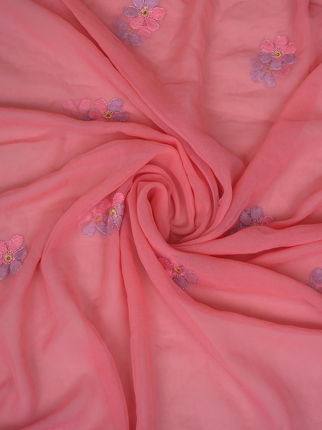 Ada Hand Embroidered Pink Georgette Lucknowi Chikankari Unstitched Suit Piece 01A857210