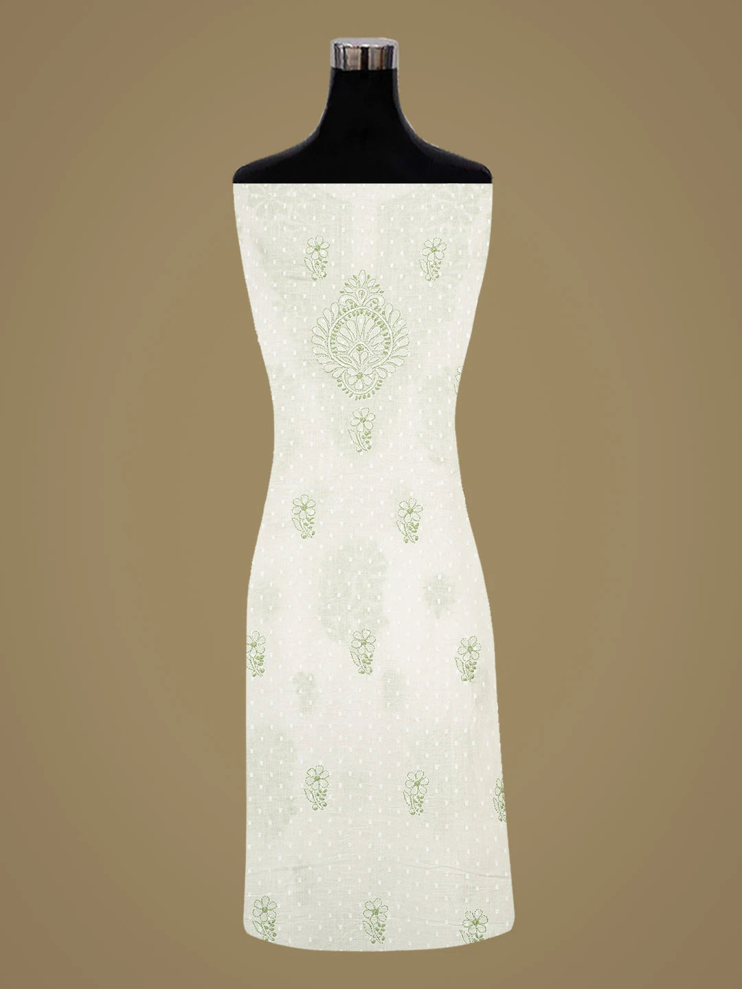 Ada Hand Embroidered White Cotton Lucknowi Chikankari Unstitched Suit Piece 01A836834