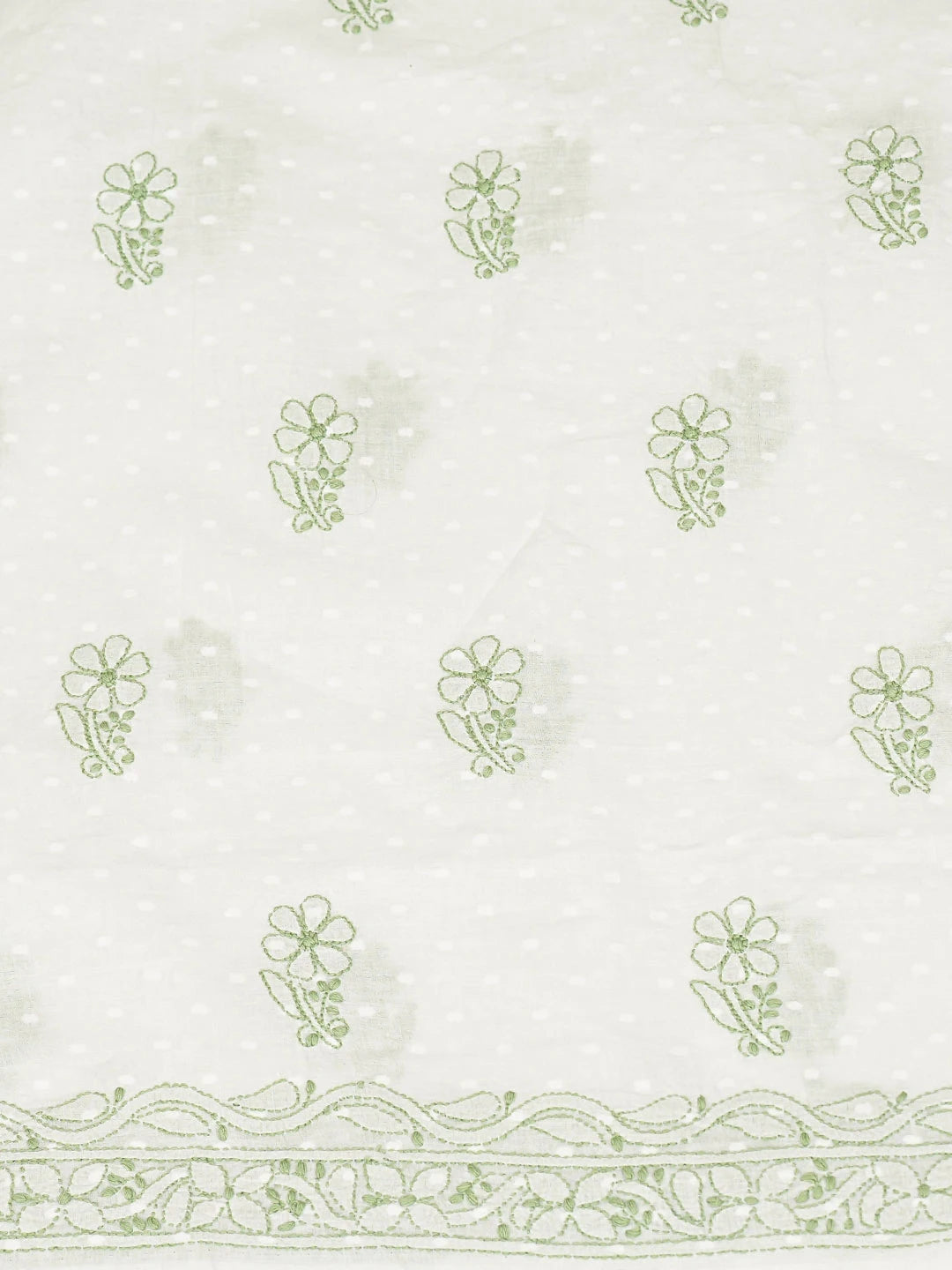 Ada Hand Embroidered White Cotton Lucknowi Chikankari Unstitched Suit Piece 01A836834