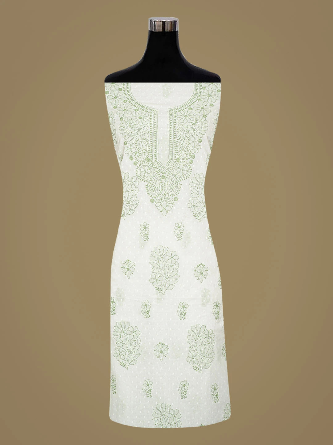 Ada Hand Embroidered White Cotton Lucknowi Chikankari Unstitched Suit Piece 01A836834