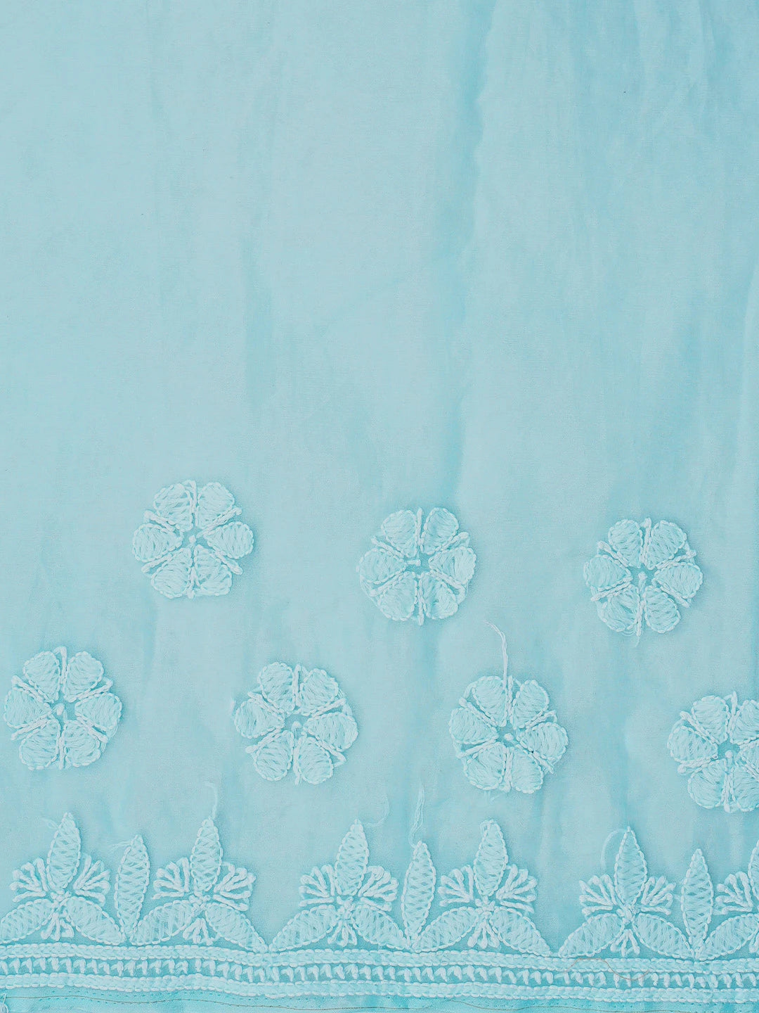 Ada Hand Embroidered Sky Blue Organza Lucknowi Chikankari Saree and Blouse 01A794130