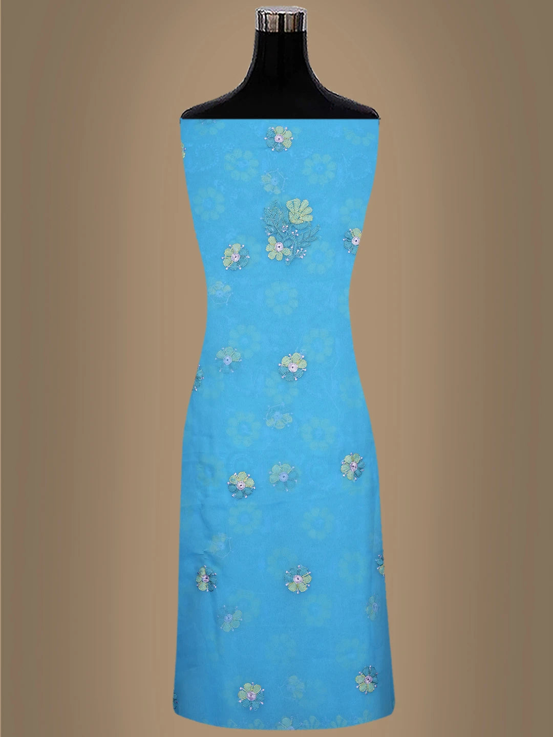 Ada Hand Embroidered Blue Georgette Lucknowi Chikankari Unstitched Suit Piece 01A857260