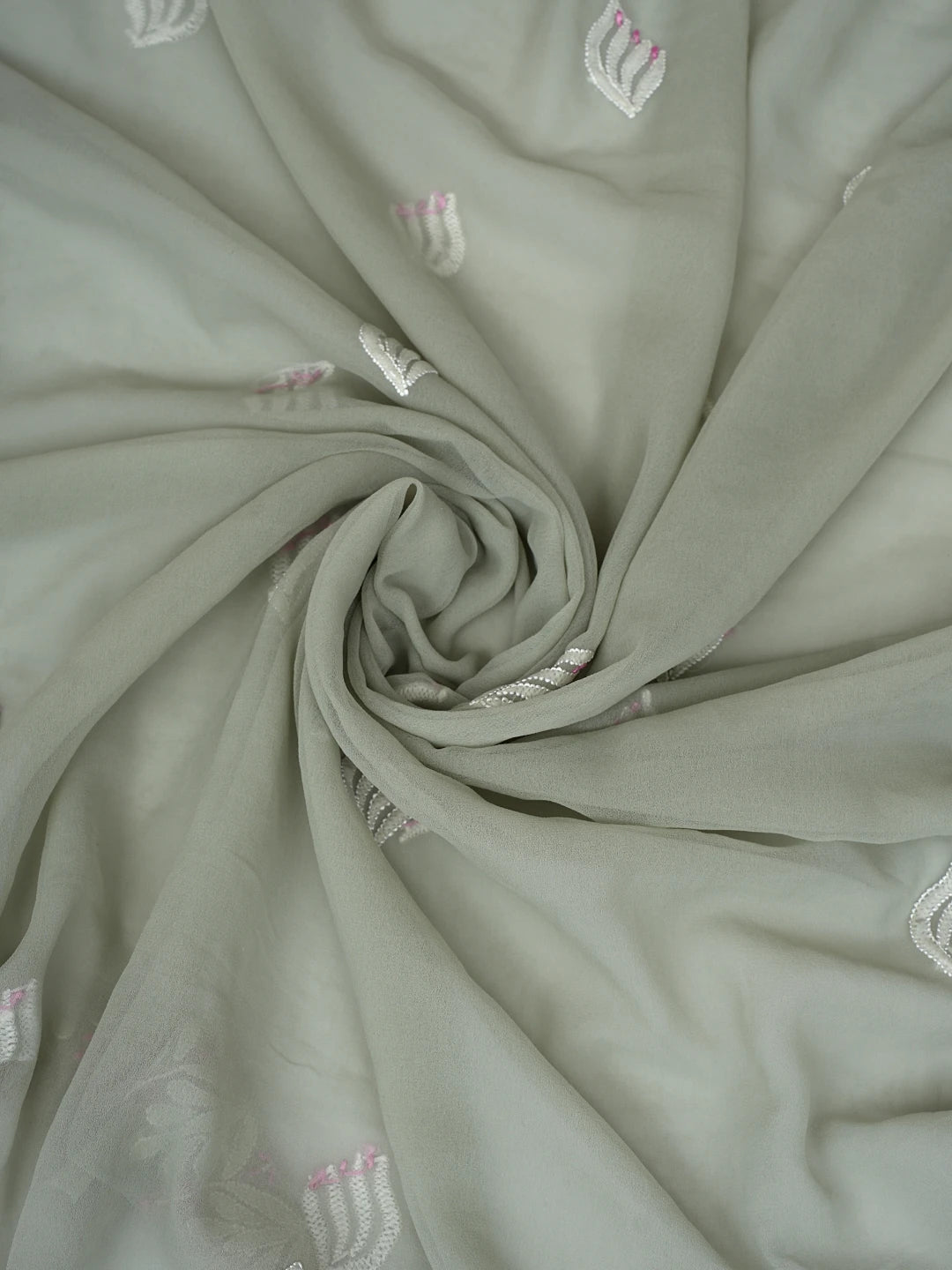 Ada Hand Embroidered Ash Grey Georgette Lucknowi Chikankari Unstitched Suit Piece 01A857251