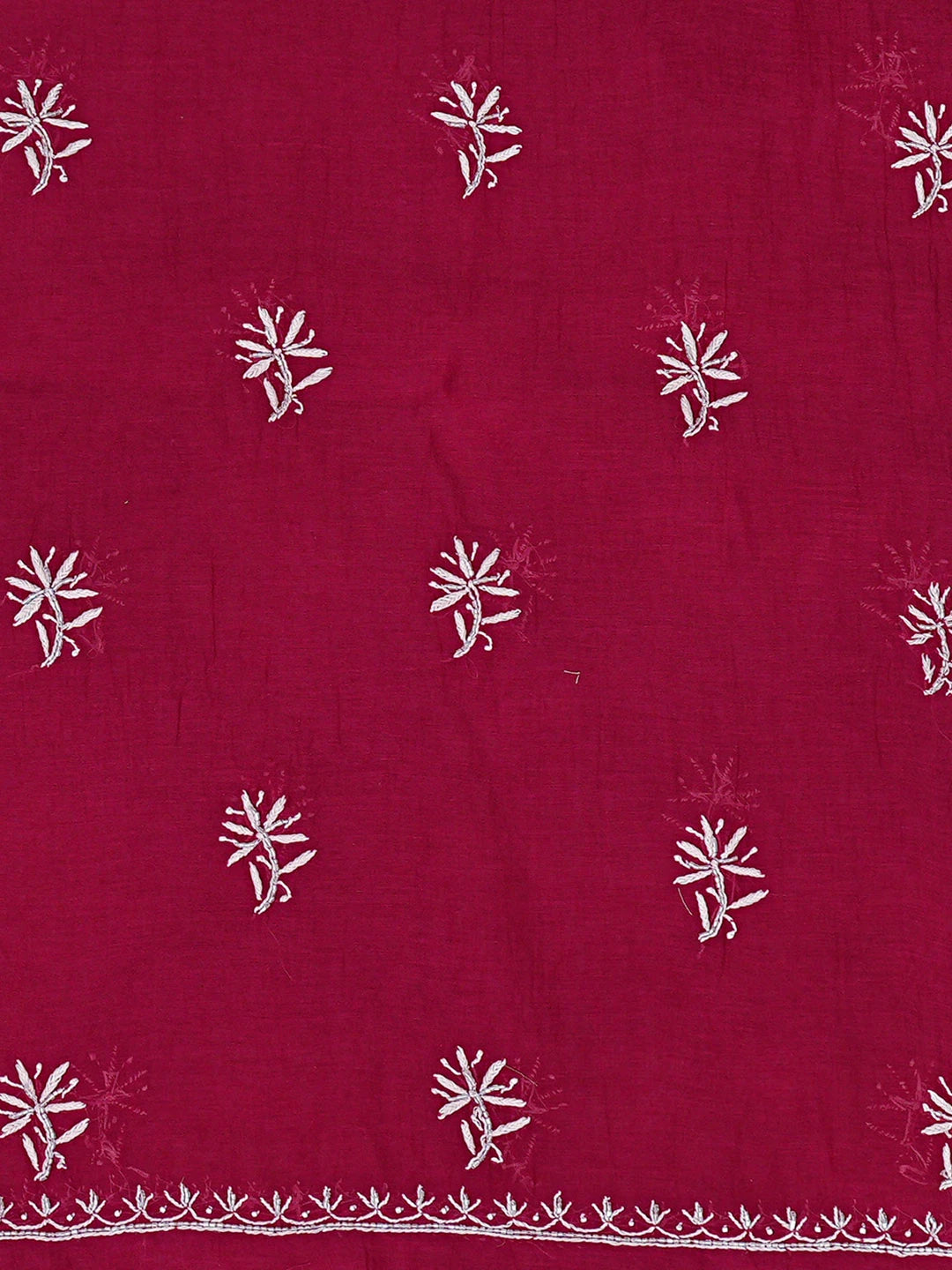 Ada Hand Embroidered Wine Chanderi Lucknowi Chikankari Unstitched Kurta Dupatta Set With Cutdana Work 01A832256