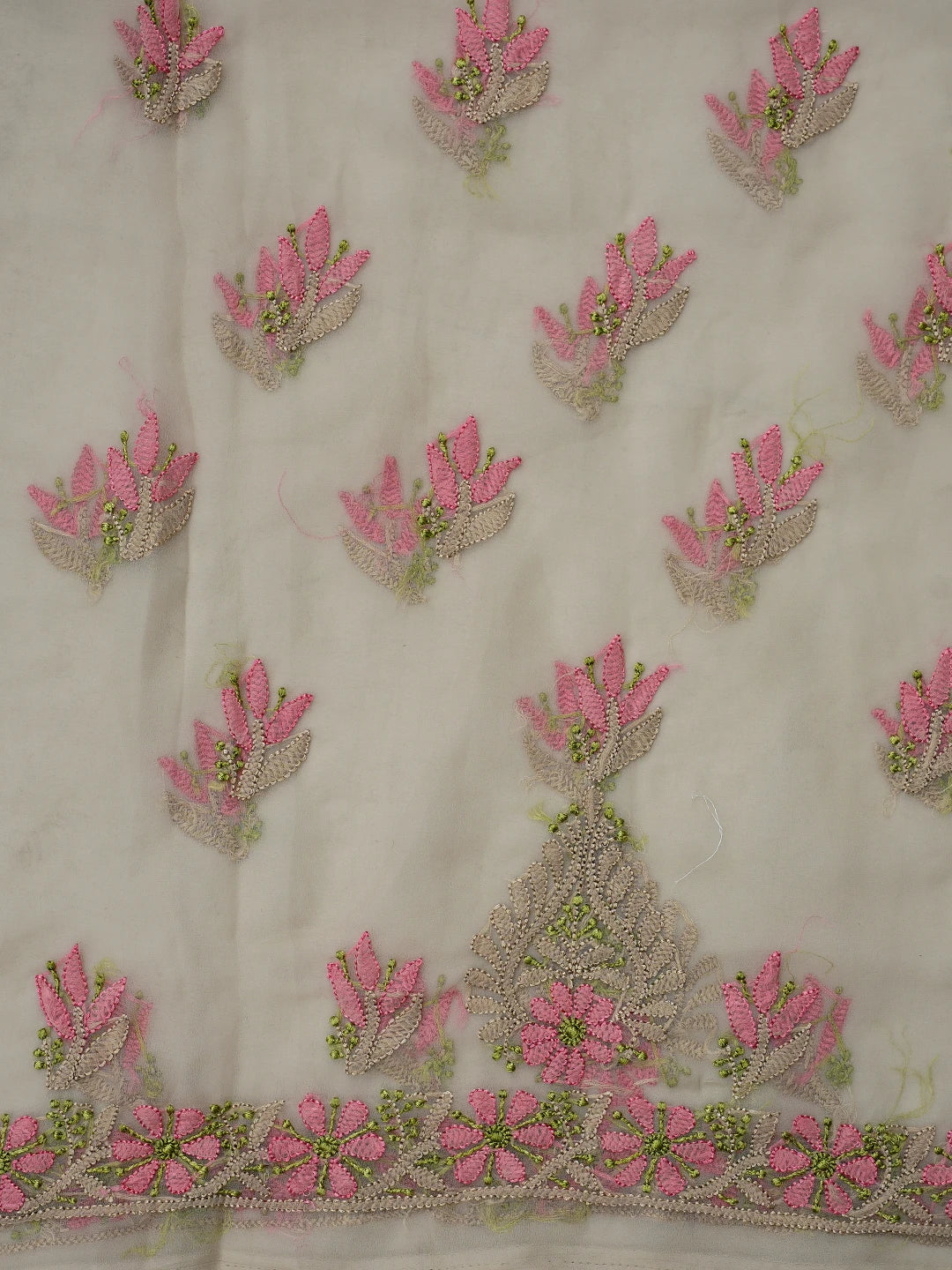 Ada Hand Embroidered Dusty Fawn Georgette Lucknowi Chikankari Unstitched Suit Piece 01A857249