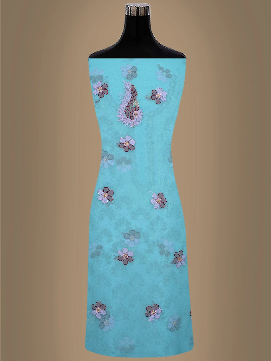 Ada Hand Embroidered Arctic Blue Georgette Lucknowi Chikankari Unstitched Suit Piece 01A857262