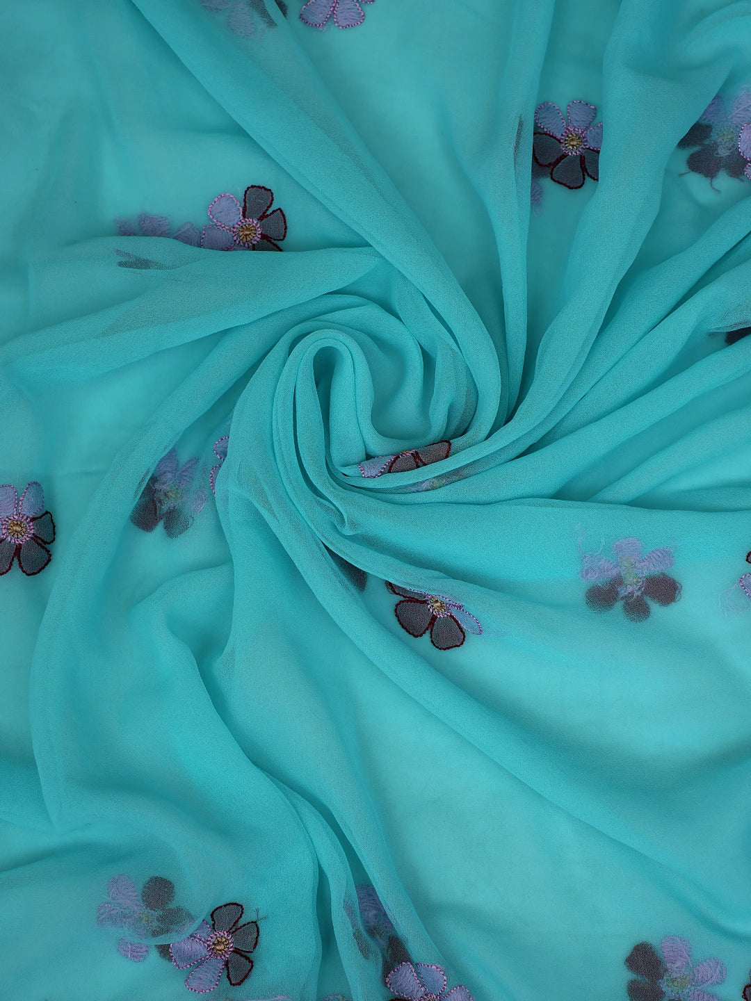 Ada Hand Embroidered Arctic Blue Georgette Lucknowi Chikankari Unstitched Suit Piece 01A857262