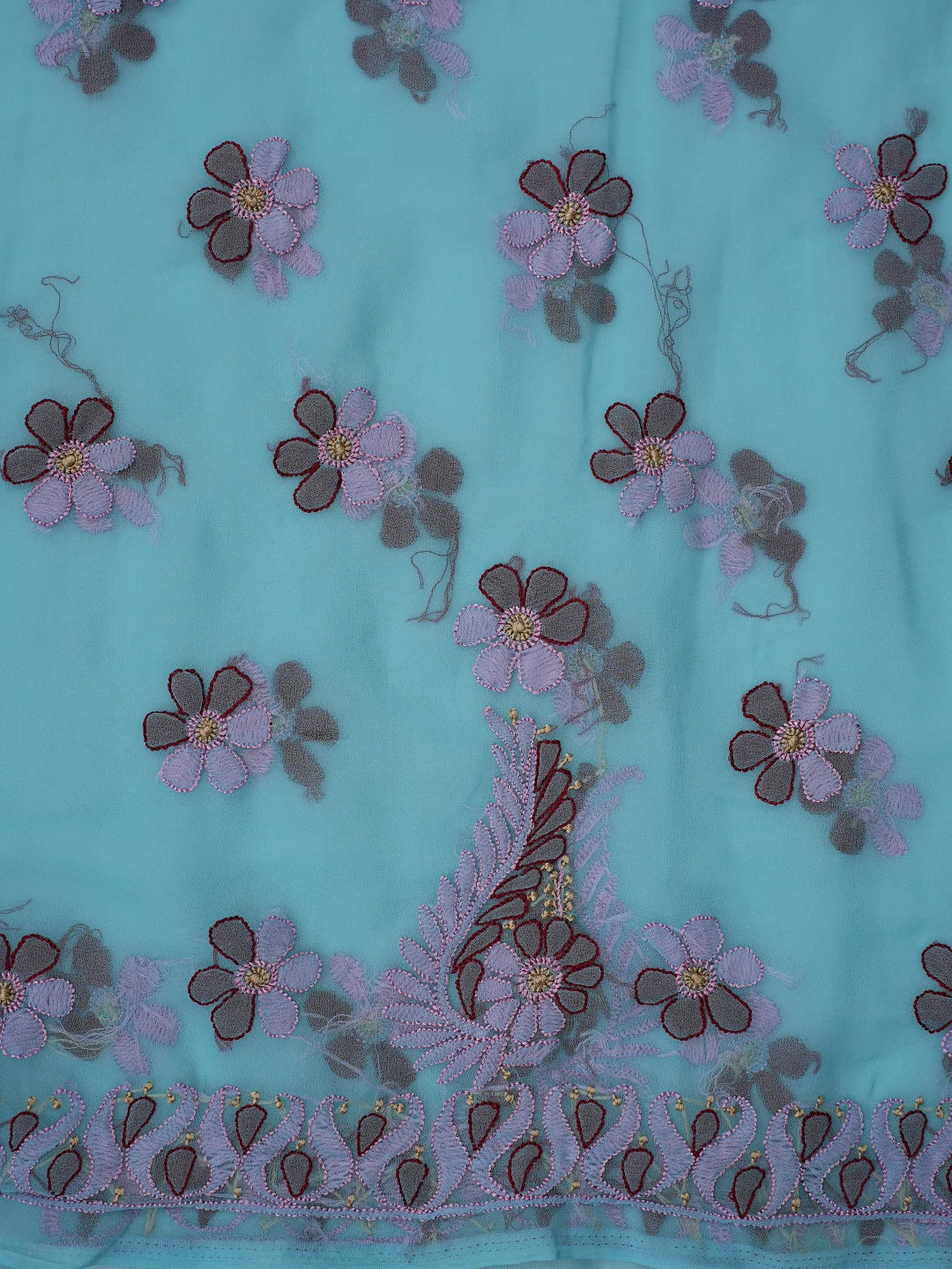 Ada Hand Embroidered Arctic Blue Georgette Lucknowi Chikankari Unstitched Suit Piece 01A857262