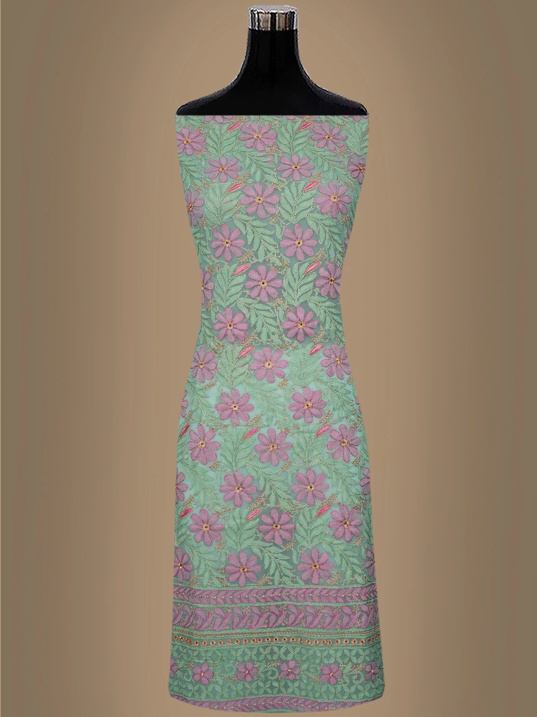 Ada Hand Embroidered Sea Green Georgette Lucknowi Chikankari Unstitched Suit Piece 01A857247