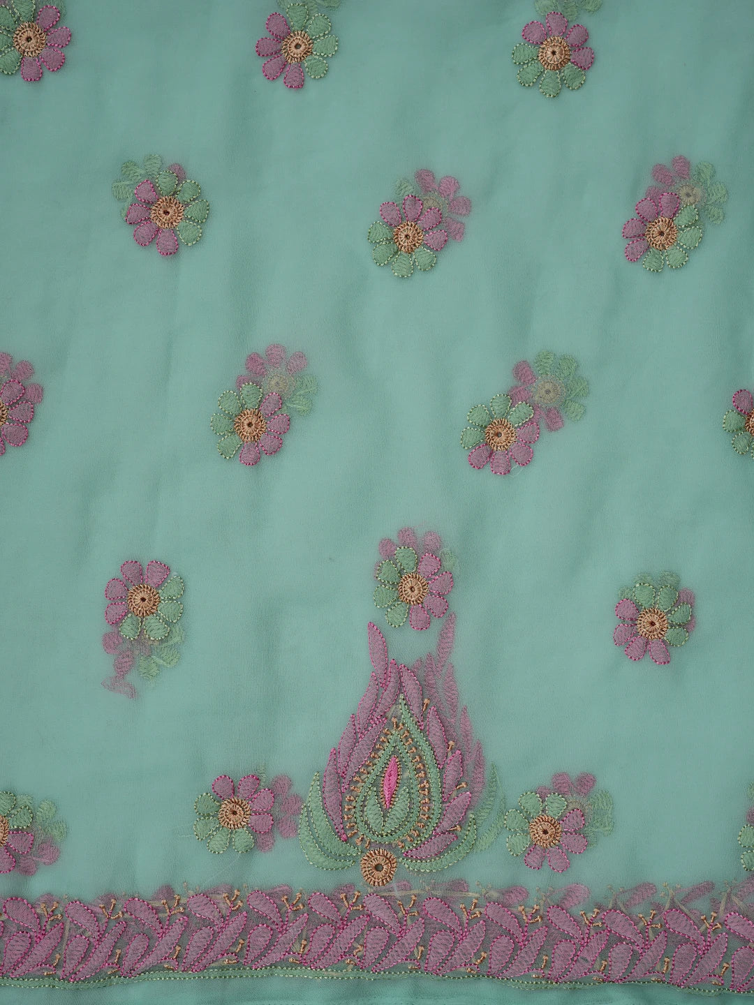 Ada Hand Embroidered Sea Green Georgette Lucknowi Chikankari Unstitched Suit Piece 01A857247