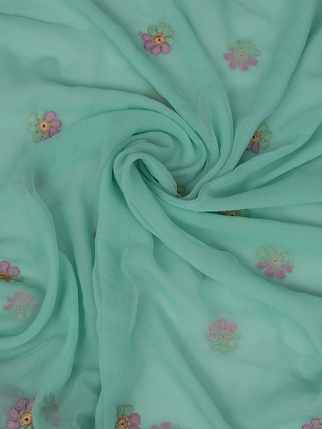 Ada Hand Embroidered Sea Green Georgette Lucknowi Chikankari Unstitched Suit Piece 01A857247