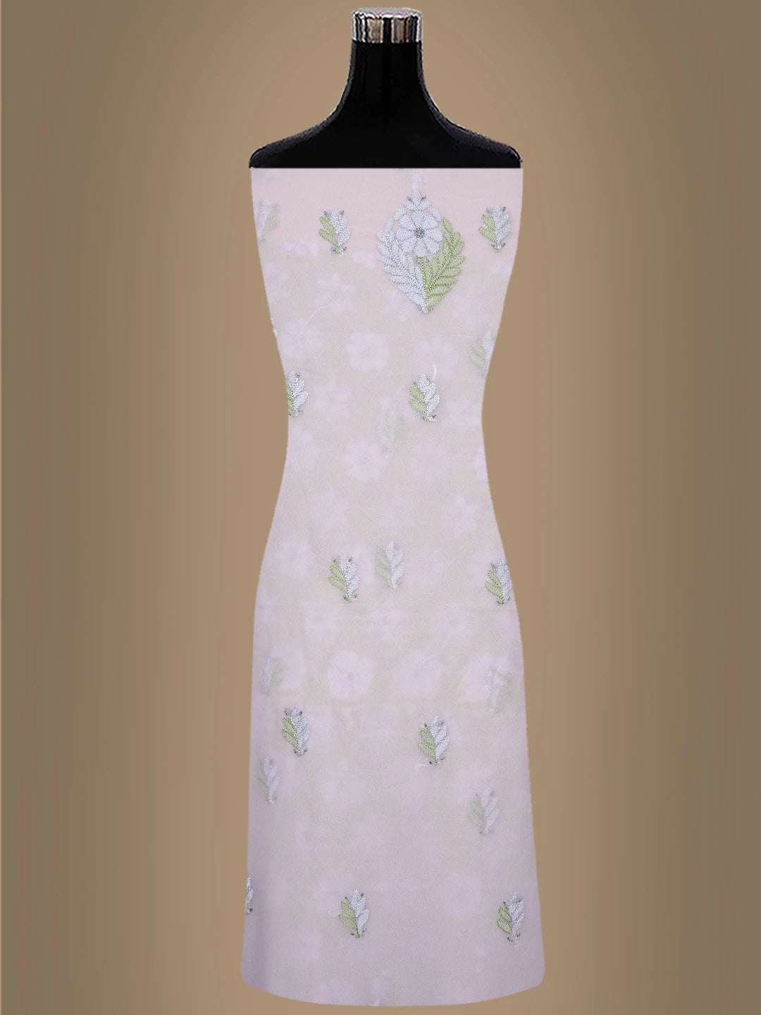 Ada Hand Embroidered Pink Georgette Lucknowi Chikankari Unstitched Suit Piece 01A857255