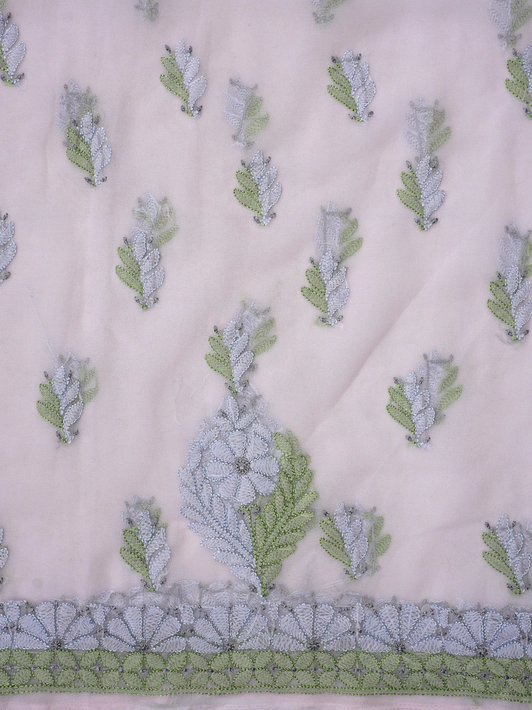 Ada Hand Embroidered Pink Georgette Lucknowi Chikankari Unstitched Suit Piece 01A857255