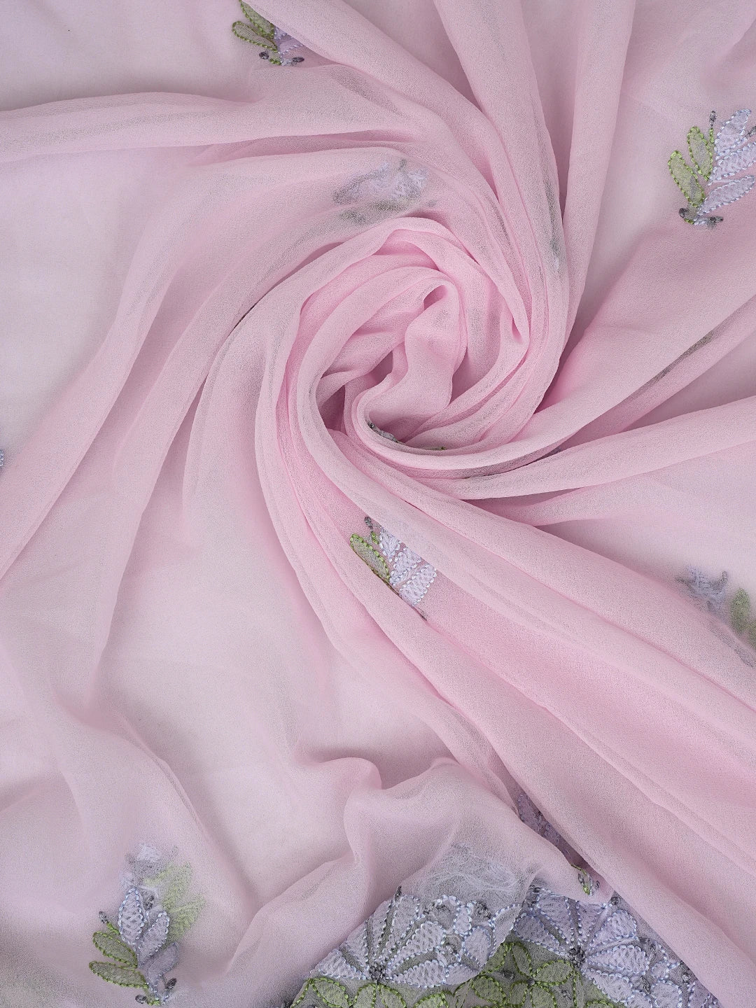 Ada Hand Embroidered Pink Georgette Lucknowi Chikankari Unstitched Suit Piece 01A857255