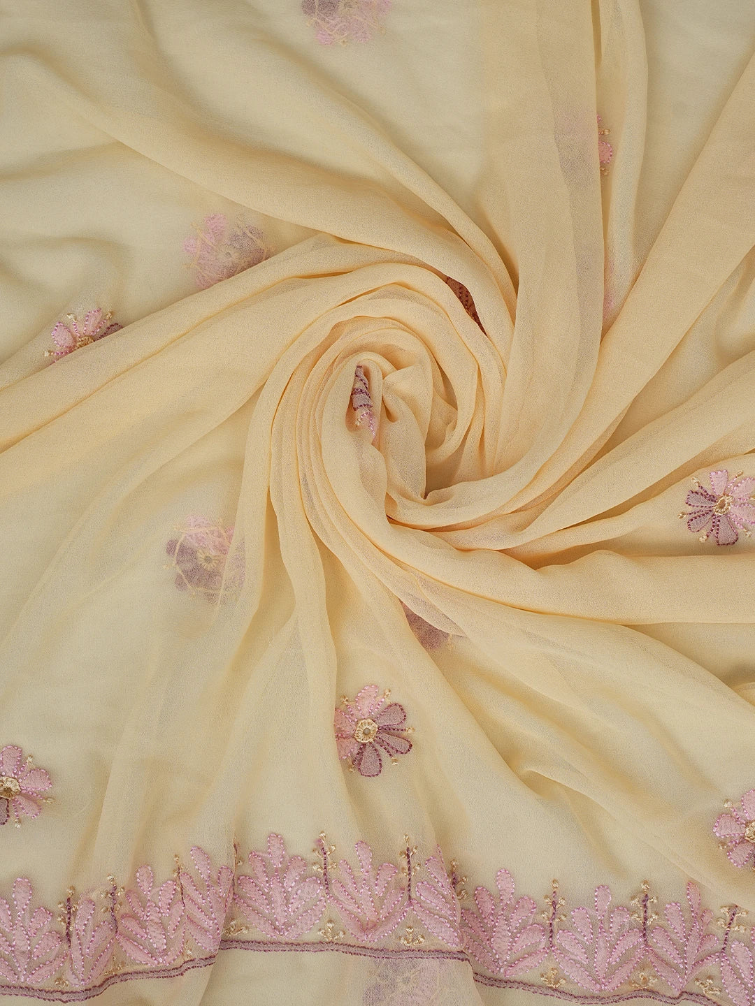 Ada Hand Embroidered Light Fawn Georgette Lucknowi Chikankari Unstitched Suit Piece 01A857211