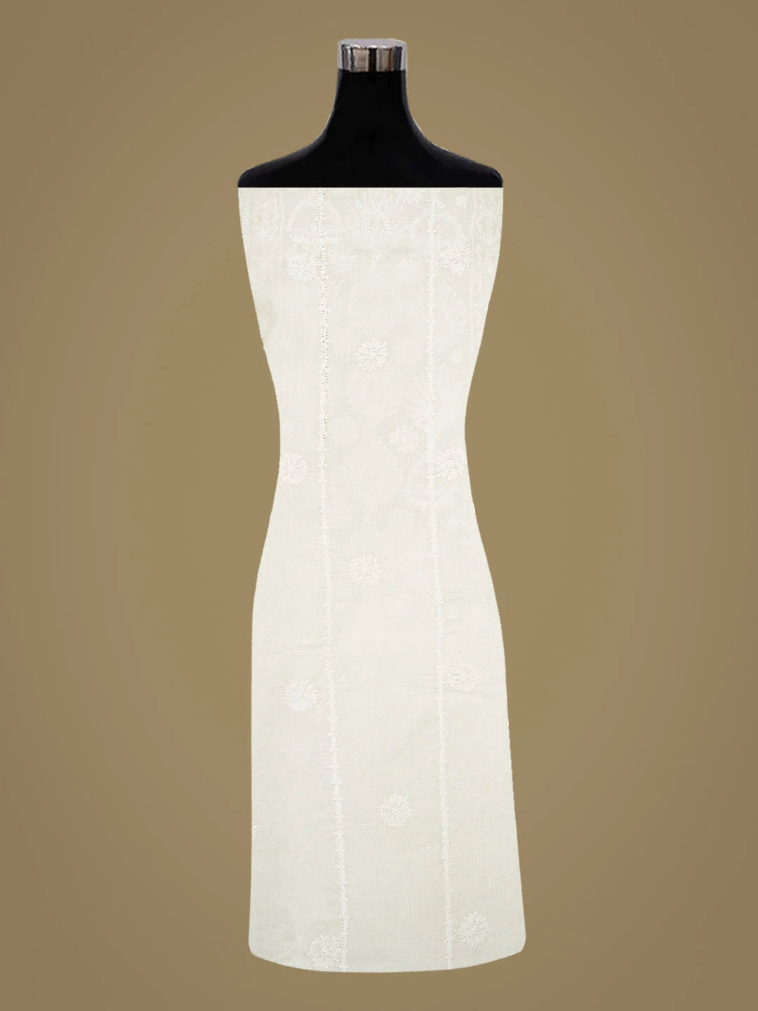 Ada Hand Embroidered White Cotton Lucknowi Chikankari Unstitched Suit Piece 01A816649