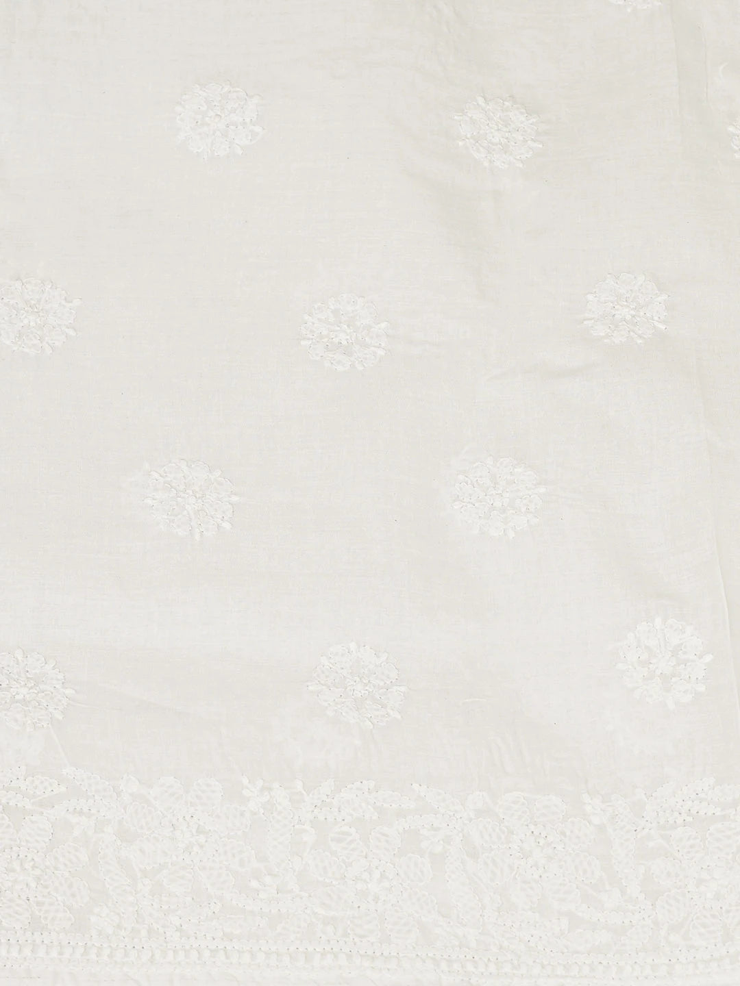 Ada Hand Embroidered White Cotton Lucknowi Chikankari Unstitched Suit Piece 01A816649