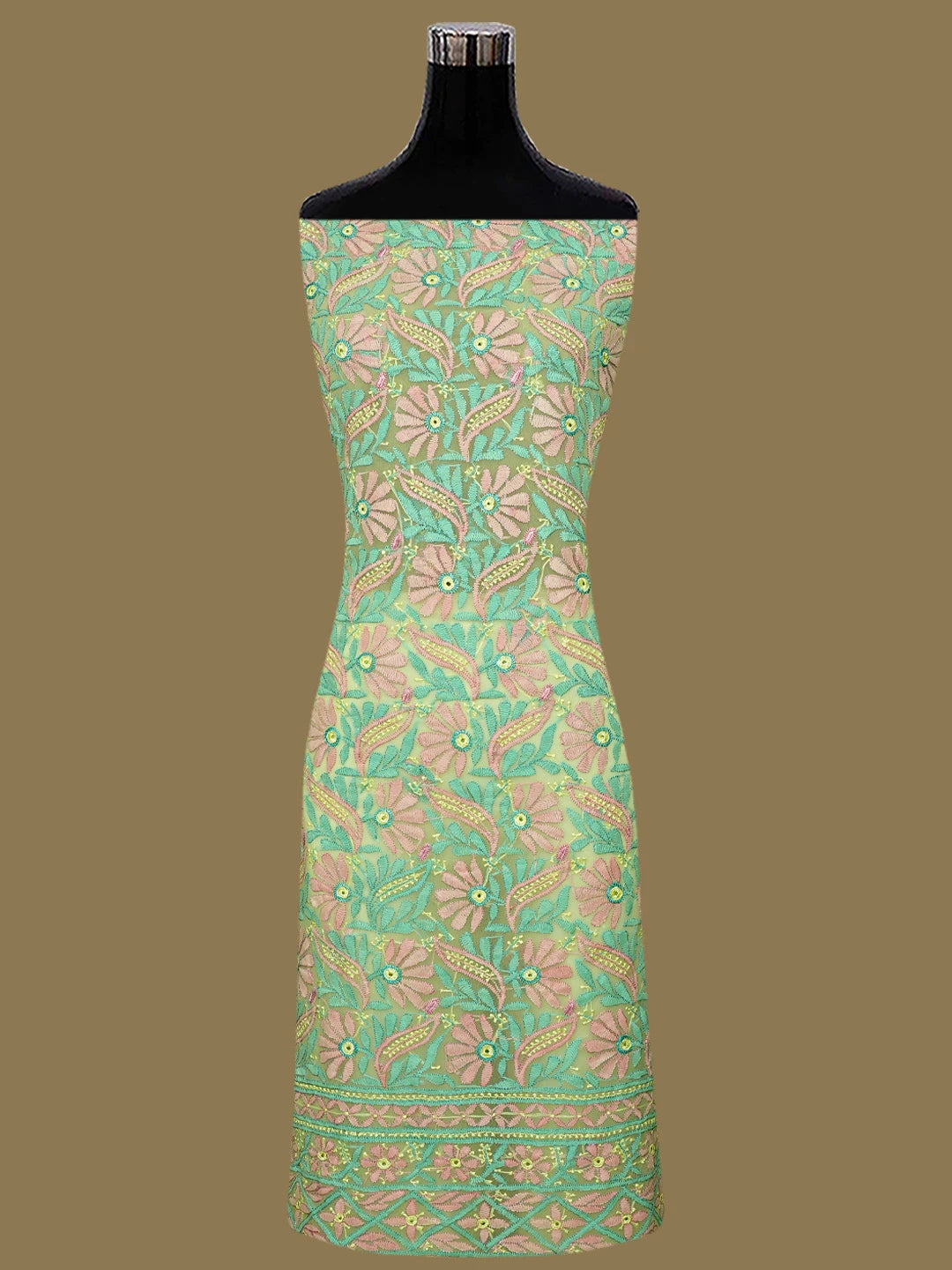 Ada Hand Embroidered Lemon Georgette Lucknowi Chikankari Unstitched Suit Piece 01A857213