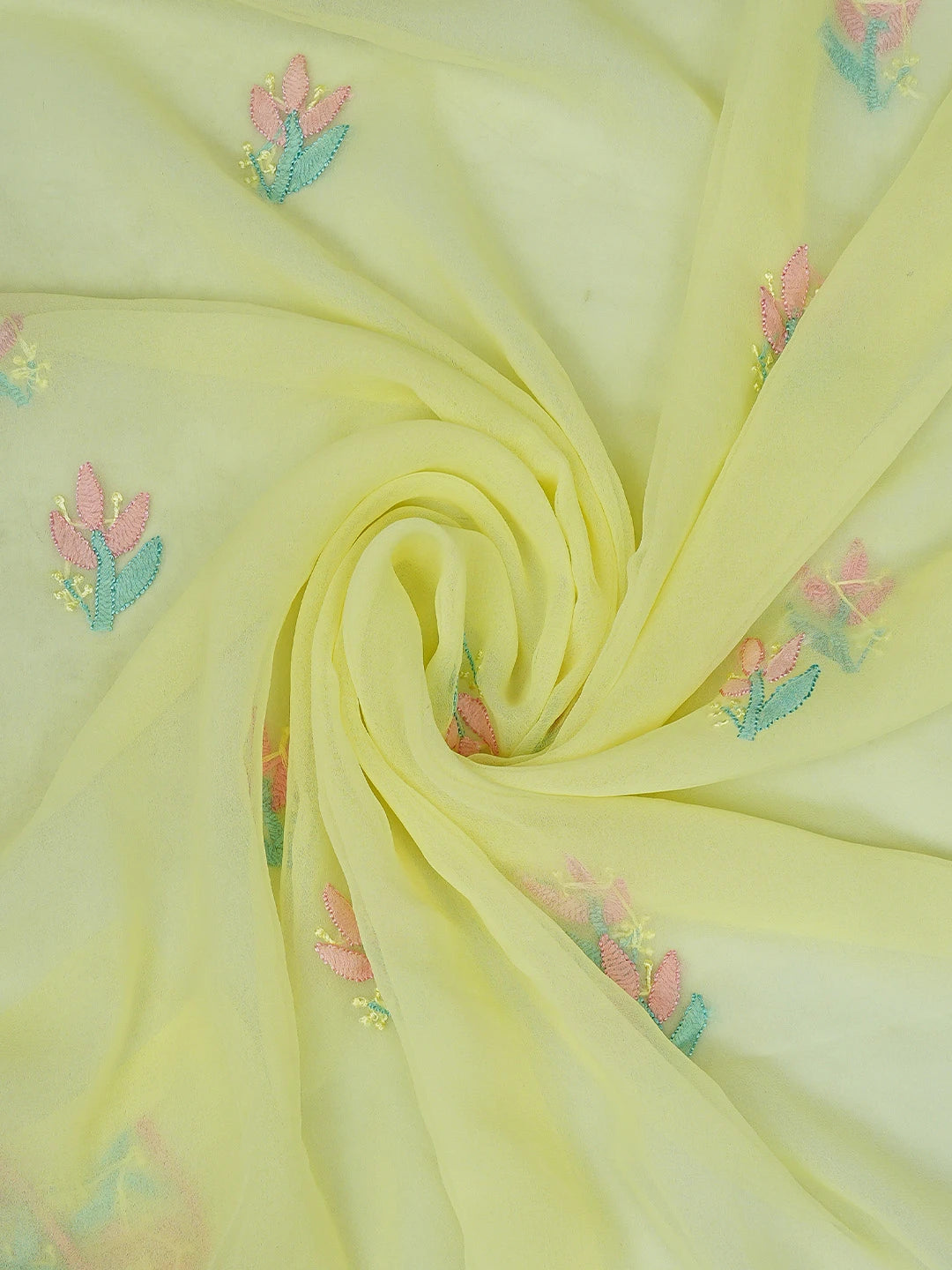 Ada Hand Embroidered Lemon Georgette Lucknowi Chikankari Unstitched Suit Piece 01A857213