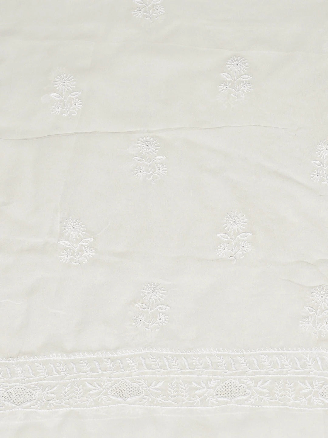 Ada Hand Embroidered White Pure Georgette Lucknowi Chikankari Unstitched Kurta Dupatta Set 01A856626